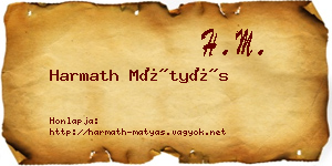 Harmath Mátyás névjegykártya